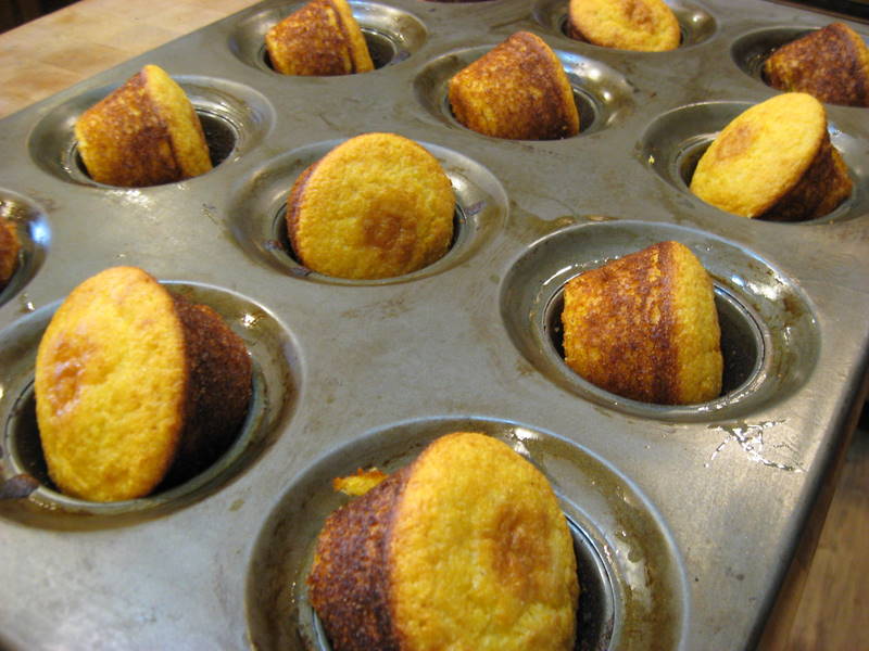 Today I made cornmeal muffins to accompany tonight's dinner of smoking hot 